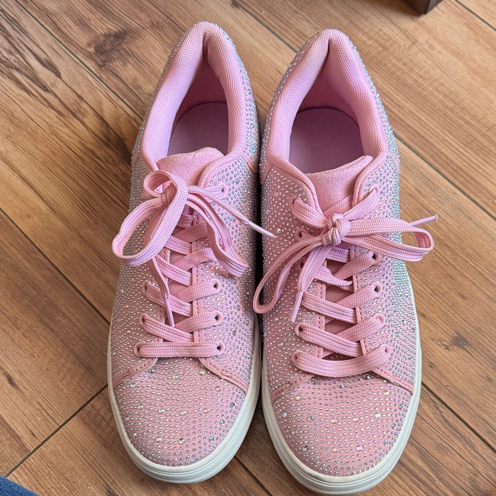 Pink Crystal Embellished Women's Sneakers